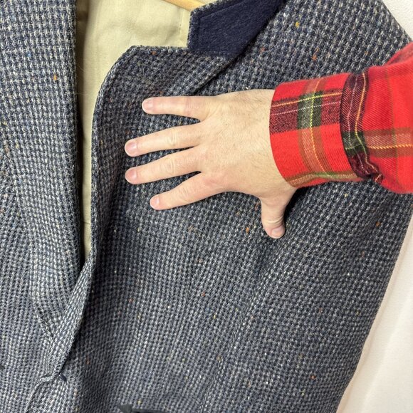 Vintage Dallas Men 46 Gray Tweed Western Blazer Sports Coat Damage - Picture 4 of 13